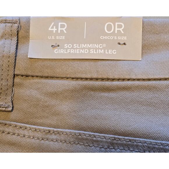 Chicos So Slimming Girlfriend Slim Leg Ankle Jeans Size 4R Light Brown Causal - Picture 4 of 14